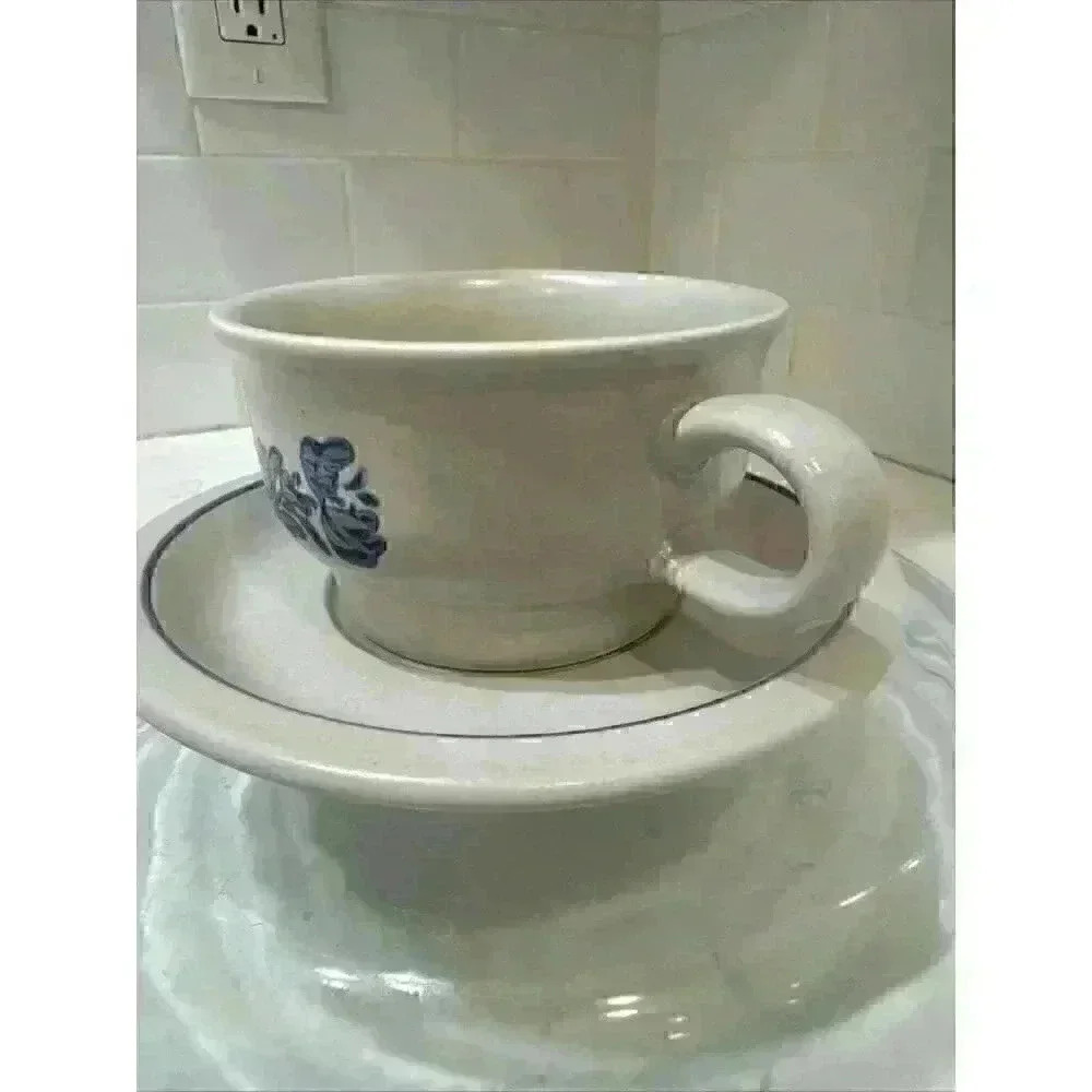 Pfaltzgraff Yorktowne Flat Cup And Saucer Vintage Stoneware - Picture 2 of 12